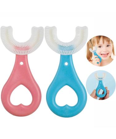 Memonotry toothbrush children children's toothbrush u shared toothbrush children 2 pieces 360 Food quality silicone brush children toothbrush (2-6 years old)