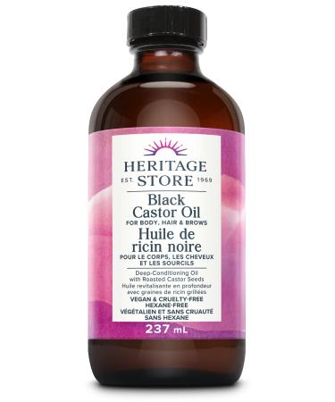 Heritage Store - Black Castor Oil | Deep Conditioning for Body Hair and Brows with Roasted Castor Seeds | Vegan & Cruelty Free | Hexane-Free | 237ml