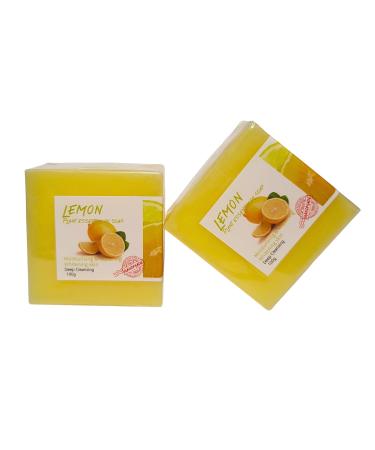 Lemon Soap Bar Natural Handmade Soap For Face & Body Wash Moisturizer Deep Cleansing Softening and Cleansing Bar Soap. 100 grams (Pack of 2)
