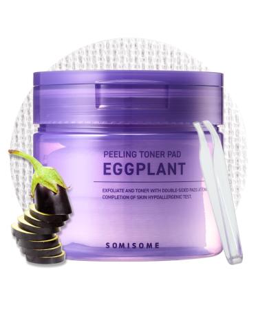 Eggplant Peeling Toner Pads Korean Toner Pads Exfoliating Dual Action for Pore Care & Skin Barrier Improves Rough and Dull Skin Removes Dead Skin & Blackheads Dual Side Cotton 50 Pad Egg Plant