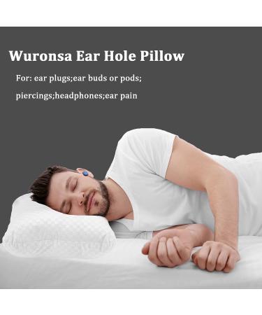 Wuronsa Ear Pillow with Ear Hole for CNH and Sore Ear Pain - Ear Piercing Pillow for Side Sleepers - Supports Earplugs for Sleep - White - Buy Online on GoSupps.com