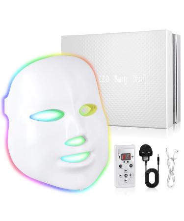LED Fack Mask Face Light Therapy Mask 7 LED Light Therapy Facial Mask for Skin Care Red Light Therapy Mask for Acne Face Skin Treatment Blackhead Remove Anti Aging Microdermabrasion