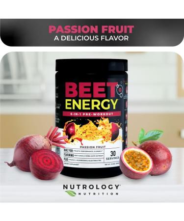 Nutrology Beet Energy O2 Pre Workout Beet Juice Powder - Boost Energy Endurance & Nitric Oxide with Beet Powder Yerba Mate Adaptogens & Electrolytes Passion Fruit Flavor 30 Servings - Buy Online on GoSupps.com