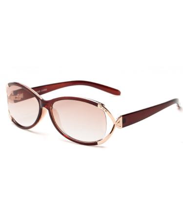 The Claire Sun Readers for Women Oval Reading Glasses Trendy Readers Sunglasses + 2.50 Brown and Gold 2.5 Brown and Gold