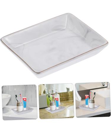 Homsfou 2-Piece Marble Ceramic Tray Set - Multi-Purpose Storage Decor for Valentine's Day - Exquisite Dark Gray 13.8x10.2cm - Buy Online on GoSupps.com