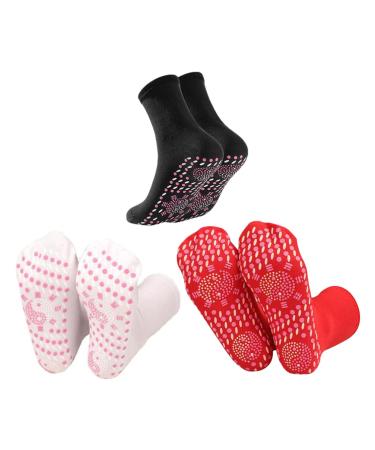 MAGICLULU Slippers Unisex 3 Pairs Health Sock Tourmaline Health Socks Breathable Self-Heating Shaping Socks Warm Socks for Men Women Fishing Camping Hiking Skiing (Mix Color) Man Socks