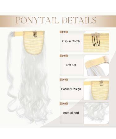Ponytail Extensions | Clip-in Wavy Synthetic Hairpiece - 43cm White Braid for Realistic Look - Buy Online on GoSupps.com
