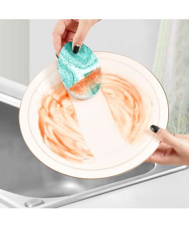 3-Pack Cleaning Kitchen Sponges Oval Green Marble Abstract Background Kitchen Cellulose Dishwashing Wood Pulp Cotton - Buy Online on GoSupps.com