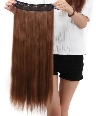 S-noilite Fashion 26 Inches (66cm) Half Full Head One Piece 5clips Clip in Hair Extensions Long Straight Extension(Light Brown) Light Brown 26 Inch