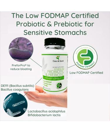 Casa de Sante Advanced Probiotic & Prebiotic - GLP-1 Support for Sensitive Stomachs | Low FODMAP Gut Friendly Synbiotic 4.4B CFU PreforPro Technology - 60 Delayed Release Capsules - Buy Online on GoSupps.com