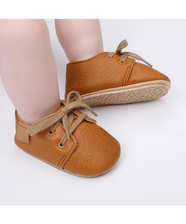 Baby First Walking Shoes | PU Leather Non-Slip Baby Boy & Girl Sneakers | 6-12 Months Brown - Buy Online on GoSupps.com