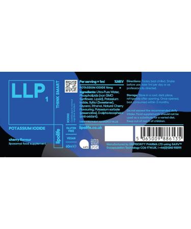 Lipolife LLP1 Liposomal Potassium Iodide 60ml - Cherry Flavour - Buy Online on GoSupps.com
