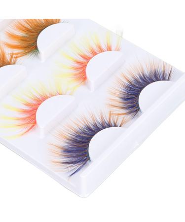 Colorful False Eyelashes - 5 Pairs 6D Long Curled Lashes for Halloween & Stage Makeup | Gradient Orange Red Blue Thick Synthetic Lashes - Buy Online on GoSupps.com