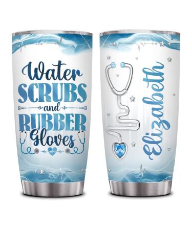 Personalized Tumbler For Medical Students From Family Lover Funny Gifts For Nurses Jewelry Water Scrubs And Rubber Gloves Stethoscope Custom Name 20oz With Lid Travel Cup For Nurse's Day 3