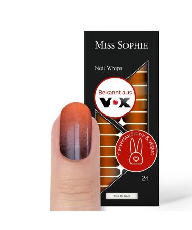 Original Miss Sophie Nail Foils Halloween I 24 Ultra-D nne Nail polish stripes with color gradient Trick or Treat I for finger & toenails I sticks to natural and painted acrylic gel & shellac nails