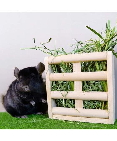 ANCLLO Rabbit Hay Feeder Rack Wooden Wall-mountable Hay Manger for Small Pets Bunny Chinchilla Guinea Pigs - Buy Online on GoSupps.com