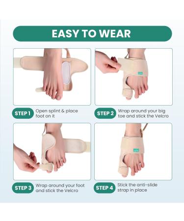 Welnove Bunion Corrector | Orthopedic Splint & Big Toe Separator for Pain Relief - Day & Night Support for Men & Women | Non-Slip Design (Beige - Buy Online on GoSupps.com