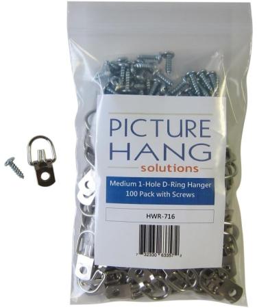 D Ring Picture Hangers with Screws - 100 Pack - Bulk D Rings - Pro Quality d-Rings - Picture Hang Solutions - Buy Online on GoSupps.com