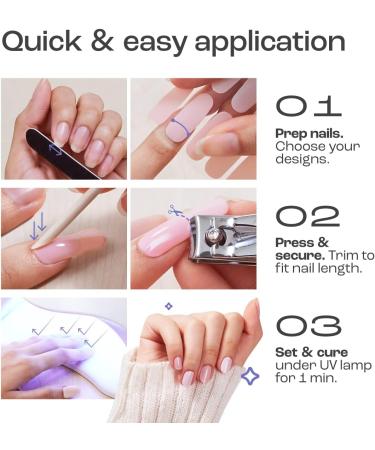 Gya Labs Nail Stickers - 20 Pcs Semi-Cured Gel Nail Strips for Long Lasting Nail Art - Lavender Pattern | Stick on Nails for Women - Buy Online on GoSupps.com
