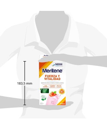  MERITENE Meritene | Strength and Vitality | Strawberry Flavored Smoothies | Strength for your muscles vitality for you | Nutritional solution for adults with protein vitamins and minerals | 15 sachets | 450 g - Buy Online on GoSupps.com