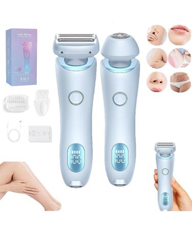 Duskofficial Razor Dusk Official Shaver Dusk Official Electric Razor Women Electric Shaver Wet and Dry Painless Hair Removal Removable Head (Blue)