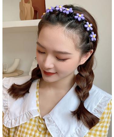 6Pcs Flower and Sunflower Smile Headbands for Girls and Women - Non Slip, Soft, Comfortable Hairbands in Light Blue, Black, Pink - Aesthetic Kids Accessories - Buy Online on GoSupps.com