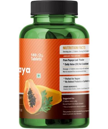 Genius Herbs Papaya Leaf Tablets 1000mg - 180 Tablets, Immunity Boost & Natural Detox - Buy Online on GoSupps.com