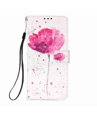 Compatible with Samsung Galaxy A13 4G Shell Mobile Phone Ball Shiny 3d Pattern PU Leather Pocket Card Card Card Case Wallet Case Cover For Samsung Galaxy A13 4g Red Flower