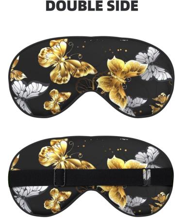 Buy Gold & White Butterflies Black Print Unisex Eye Mask | Soft Adjustable Sleeping Mask for All | International Shipping Available - Buy Online on GoSupps.com