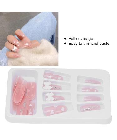 Full Cover Pink Bow Press On Nails | Medium Length Ballerina Nail Art - International Shipping - Buy Online on GoSupps.com