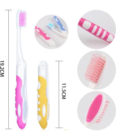 4-Pack Foldable Travel Toothbrushes - Soft Manual Toothbrushes for Sensitive Gums in Pink Yellow Blue & Green - Buy Online on GoSupps.com