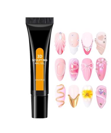 Husoiuy 3D Non-Wipeable Nail Gel - 15ml - Clear Sculpting Nail Gel - For Chrome Powder and Rhinestones - Sticker for Birthday Wedding Holiday and Travel Decorations - Buy Online on GoSupps.com