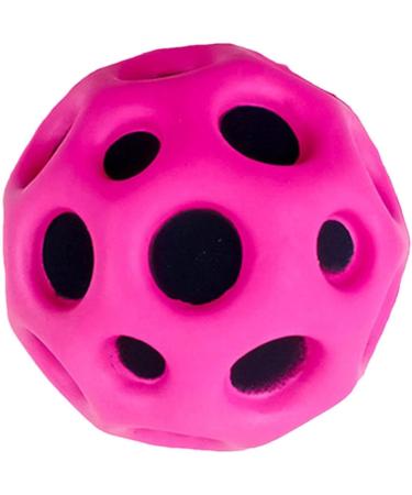 1Pc Hot Pink Space Ball Bounce Ball Toy Moon Ball with Extremely High Bounce High Resilience Foam Hole Ball Mini Bouncing Ball Toy for Pets and Kids Party Gift Calisthenics and Ability