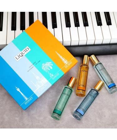 LIQUID Luxury Pack of 4 Perfume Gift Set For Men Combo Eau De Parfum Each Long Lasting Fragrance A Premium Smell for Men with Sydney Zurich Hawaii Dubai | Blend of Musk (4 x 25ML) - Buy Online on GoSupps.com