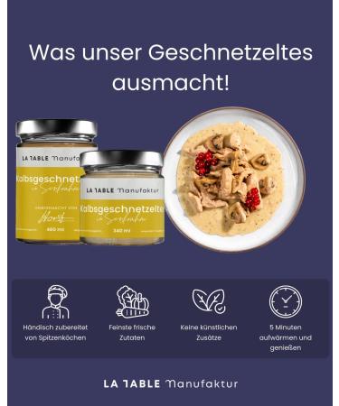  La Table Manufaktur LA TABLE MANUFAKTUR Minced Veal 480 ml | Juicy Veal | Fresh Ingredients | Restaurant & Pleasure at Home | Cooked by Top Chefs | Shelf Life: 12 Months Unrefrigerated - Buy Online on GoSupps.com