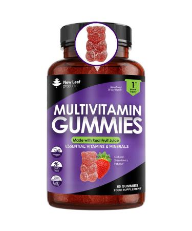 Multivitamin Gummies High Strength for Men Women - Vegetarian +14 Essential Vitamins & Minerals - Gluten Free Non-GMO Multi Vitamins Chewable Adults Vitamin C A D E B12 B6 & Biotin Zinc & Iodine 60 Count (Pack of 1) Adults Coated