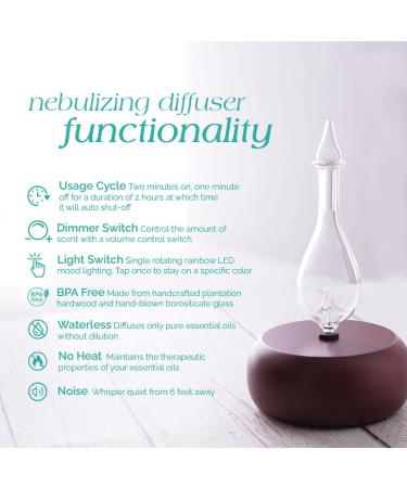 Buy Magnificent 2.0 Nebulizing Diffuser - Essential Oil/Aromatherapy - Dark Wood Base & Glass Reservoir | Organic Aromas - Buy Online on GoSupps.com