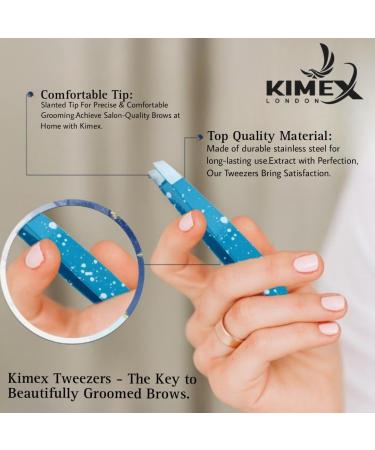 Kimex London Professional Eyebrow Tweezers - Stainless Steel Tweezers for Precise Grooming of Eyebrows & Ingrown Hair - for Men & Women (Ocean Blue) 1 Ocean Blue - Buy Online on GoSupps.com