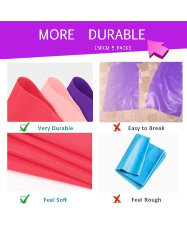 Non-Latex Long Resistance Bands Set for Yoga & Physical Therapy - Pink/Purple Series (5pcs) - Buy Online on GoSupps.com