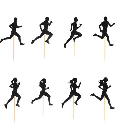 Arthsdite 24Pcs Running Cupcake Toppers Sports Fitness Cupcake Picks for Running Theme Boys Girls Birthday Party Cake Decorations Supplies - Black Glitter - Buy Online on GoSupps.com
