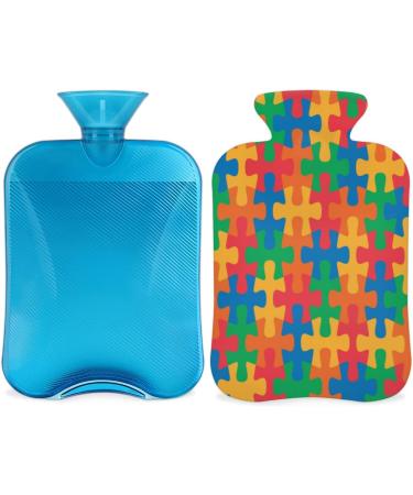 Autism Awareness Day Puzzle Heat Bottle 2L PVC Pain Relief Heat & Cold Therapy for Cramps Neck & Shoulders - Buy Online on GoSupps.com
