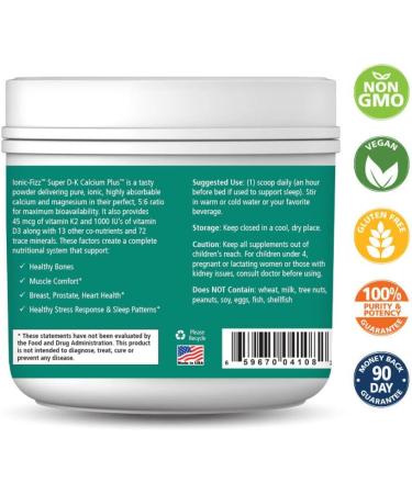 Pure Essence Ionic Super D-K Calcium Plus with Magnesium, Vitamin D3 and K2 - Orange Vanilla 7.41oz - Buy Online on GoSupps.com