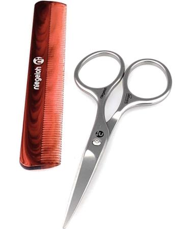 Niegeloh Solingen Mustache & Beard Scissors - Professional Grooming Tool with Fine Tooth Comb | Surgical Stainless Steel | Handcrafted in Solingen, Germany - Buy Online on GoSupps.com