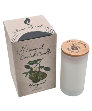 Sensual fragrance candle flame of nature in crystal glass made of soy wax and 100% from natural bergamot essential oil for aromatherapy spiritual growth and general well -being - Buy Online on GoSupps.com
