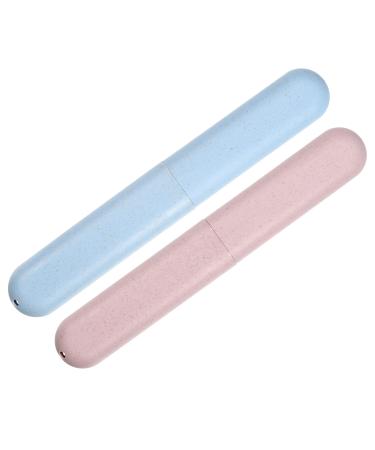 VOCOSTE 2pcs Traveling Toothbrush Holders Case PP Toothbrush Case for Travel Business Blue Pink 8.07''x1.22''x0.83'' 2 Blue Pink
