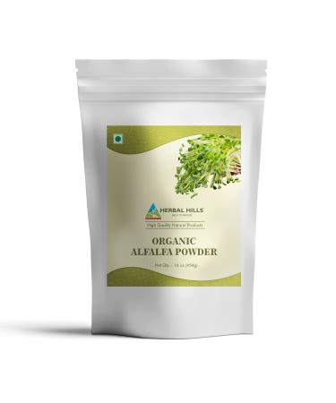 Herbal Hills Organic Alfalfa Powder | 16 Oz (454 GMS) | Green Superfood Dried Whole Young Leaves 16 Ounce (Pack of 1)