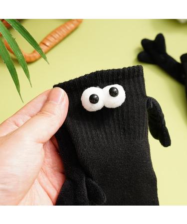 Magnetic 3D Doll Couple Socks | Funny Novelty Socks for Men & Women | Cute Casual White+Black Design - Buy Online on GoSupps.com