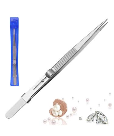 Stainless Steel Precision Tweezers 6.4 Inch Anti Static Tweezers Straight/Curved Tweezers with Sliding Lock Design Stainless Steel Tweezers for Electronics Laboratory Work and Jewelry Making