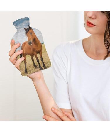 Sky Horse Hot Water Bottle with Plush Cover - Ideal Bed Warmer for Adults & Kids - 26.5x15.3cm - International Shipping Available - Buy Online on GoSupps.com