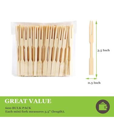 Disposable Bamboo Forks 600 Pcs 3.4inch Natural Wood Forks for Fruit and Vegetable Salad Pizza Grilled Meat - Buy Online on GoSupps.com